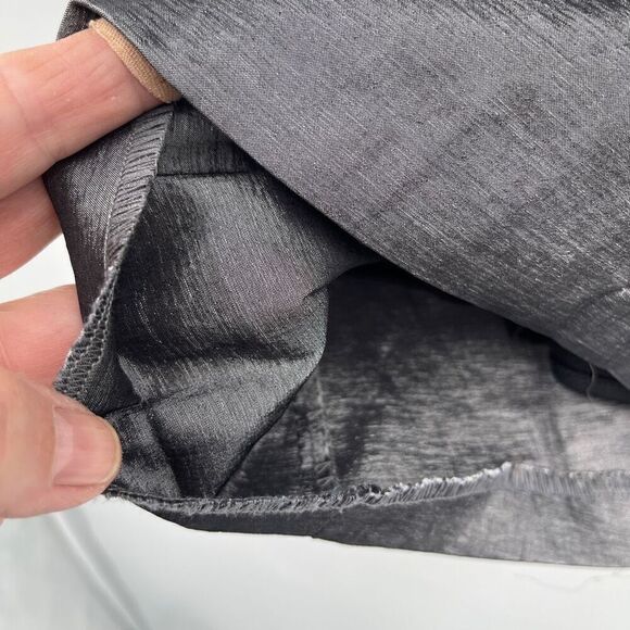 Juno Dress Collection Charcoal Gray Shiny Ruched Pleated Cocktail Dress Small - Picture 4 of 10